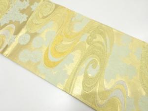 アンティーク　流水に八重桜・楓・梅模様織り出し袋帯（材料）